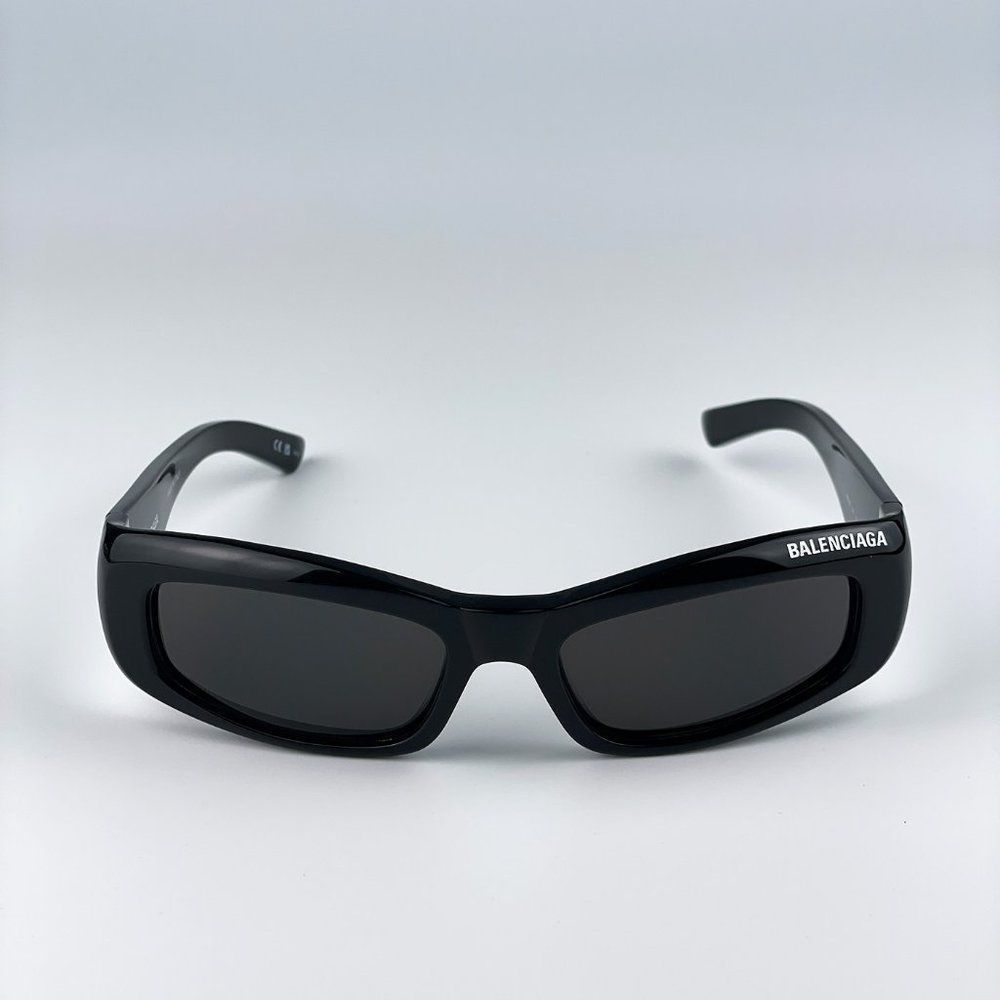 Balenciaga BB0266S 001 Sunglasses Black Grey Rectangle  Unisex - Picture 7 of 12